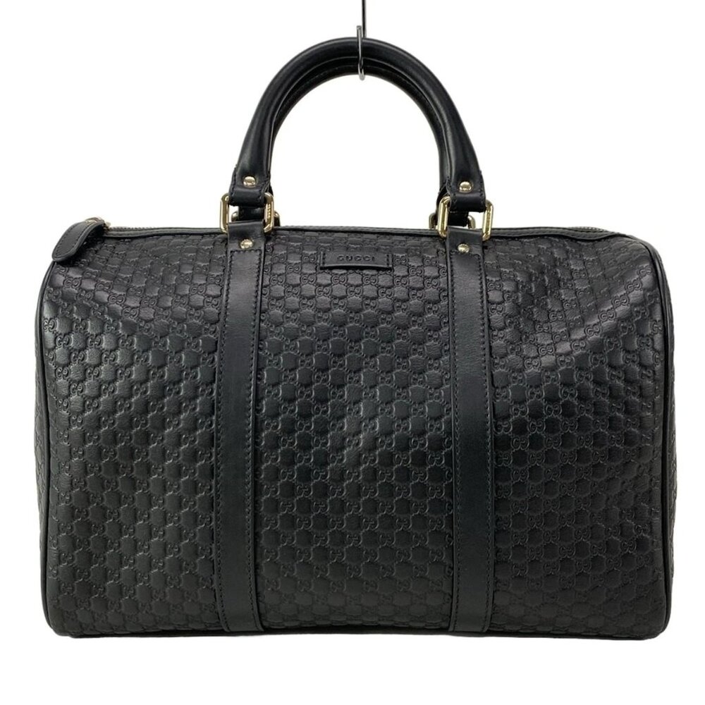 Gucci Black Embossed Leather Boston Bag